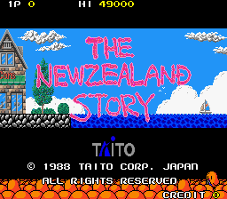 The NewZealand Story (World, new version) (newer PCB) Title Screen